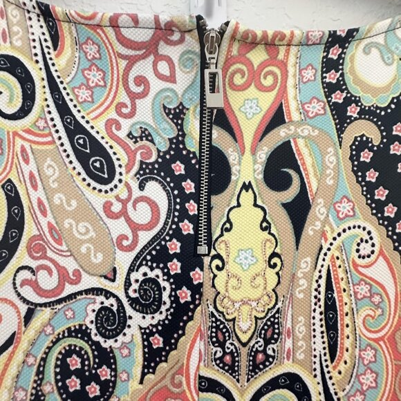 Jules & Leopold Top Womens 2X Multicolor Paisley Stretch Zip Back Artsy Boho - Picture 2 of 9